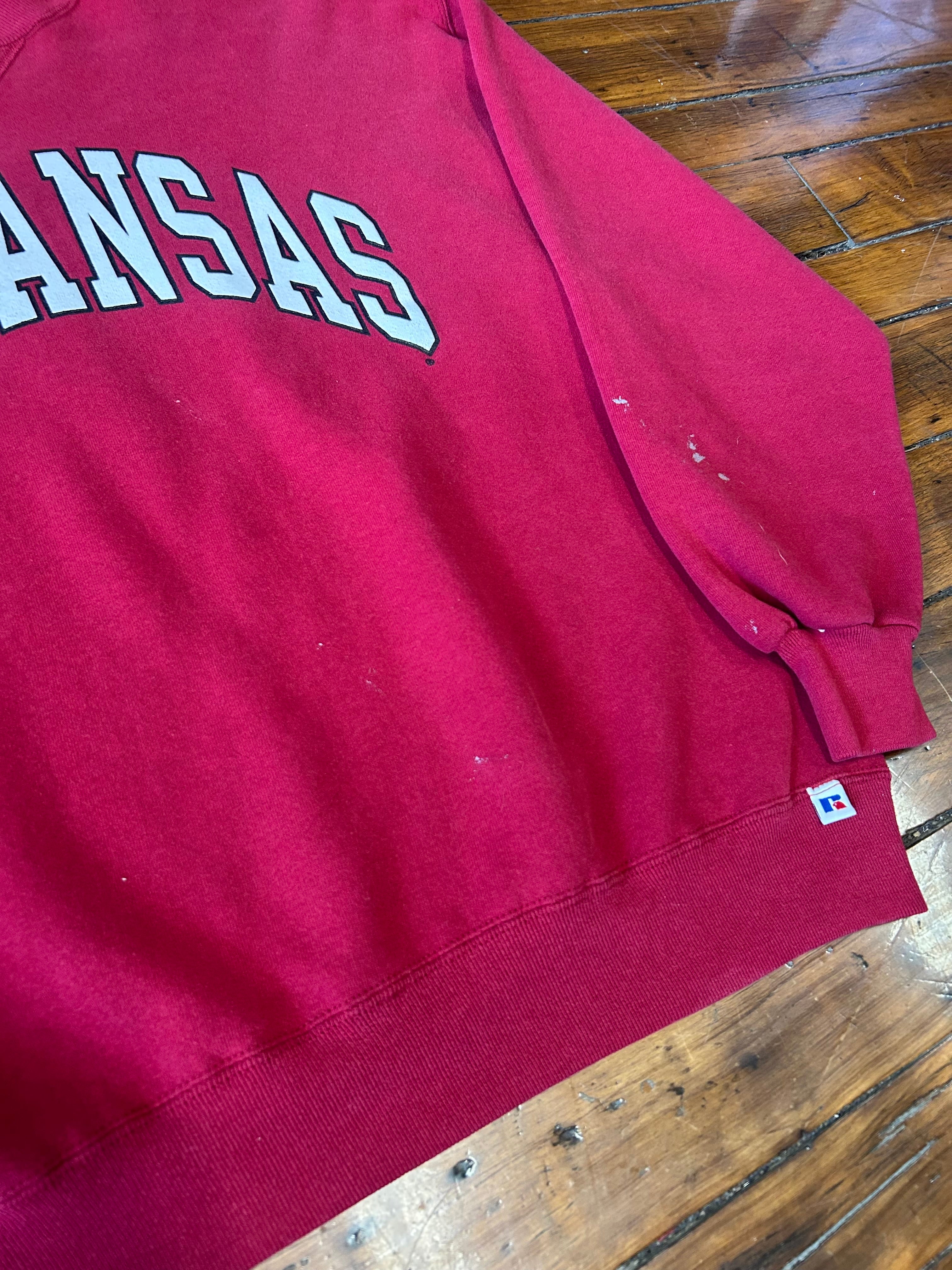 Vintage Arkansas University Razorbacks College Sweater Russell Athletic Adult