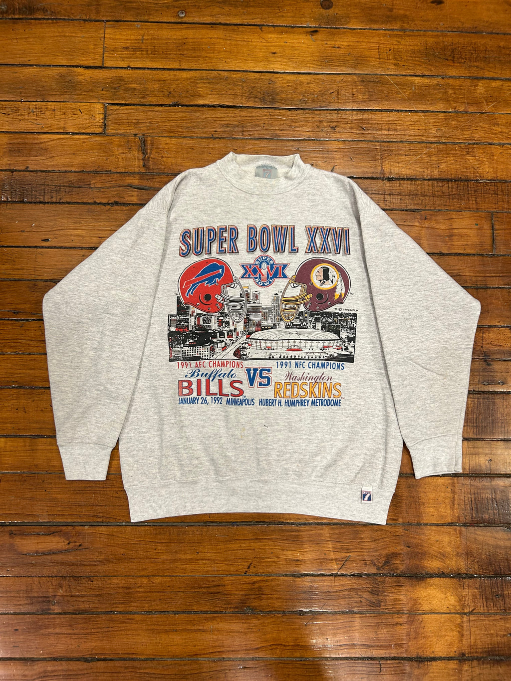 Buffalo Bills Super Bowl XXVI Vintage Crewneck LOGO 7 Adult