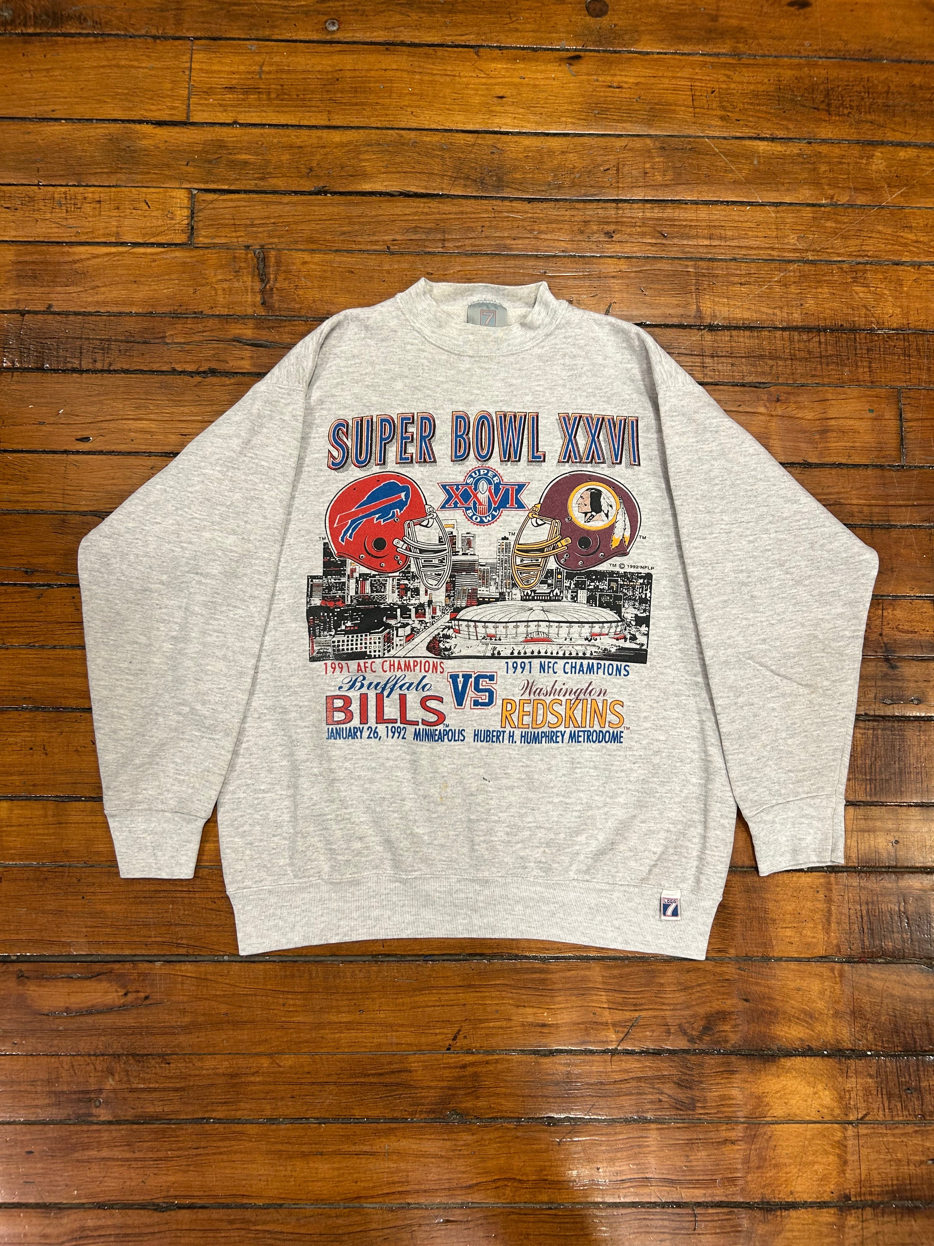 Buffalo Bills Super Bowl XXVI Vintage Crewneck LOGO 7 Adult
