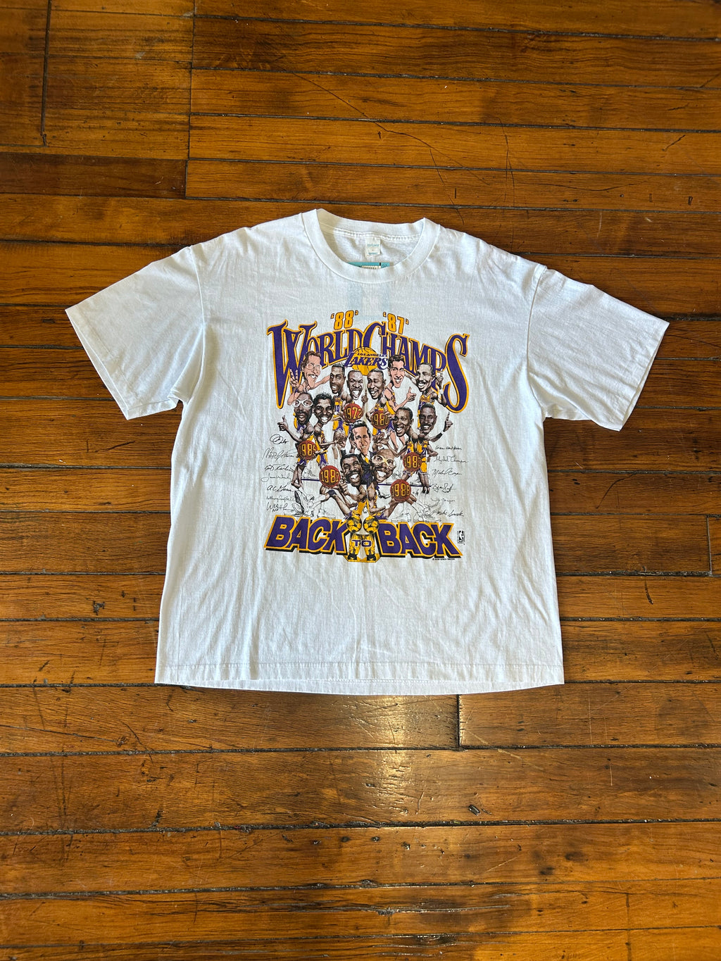 Los Angeles Lakers 80s Back 2 Back Champs Vintage T-Shirt Adult