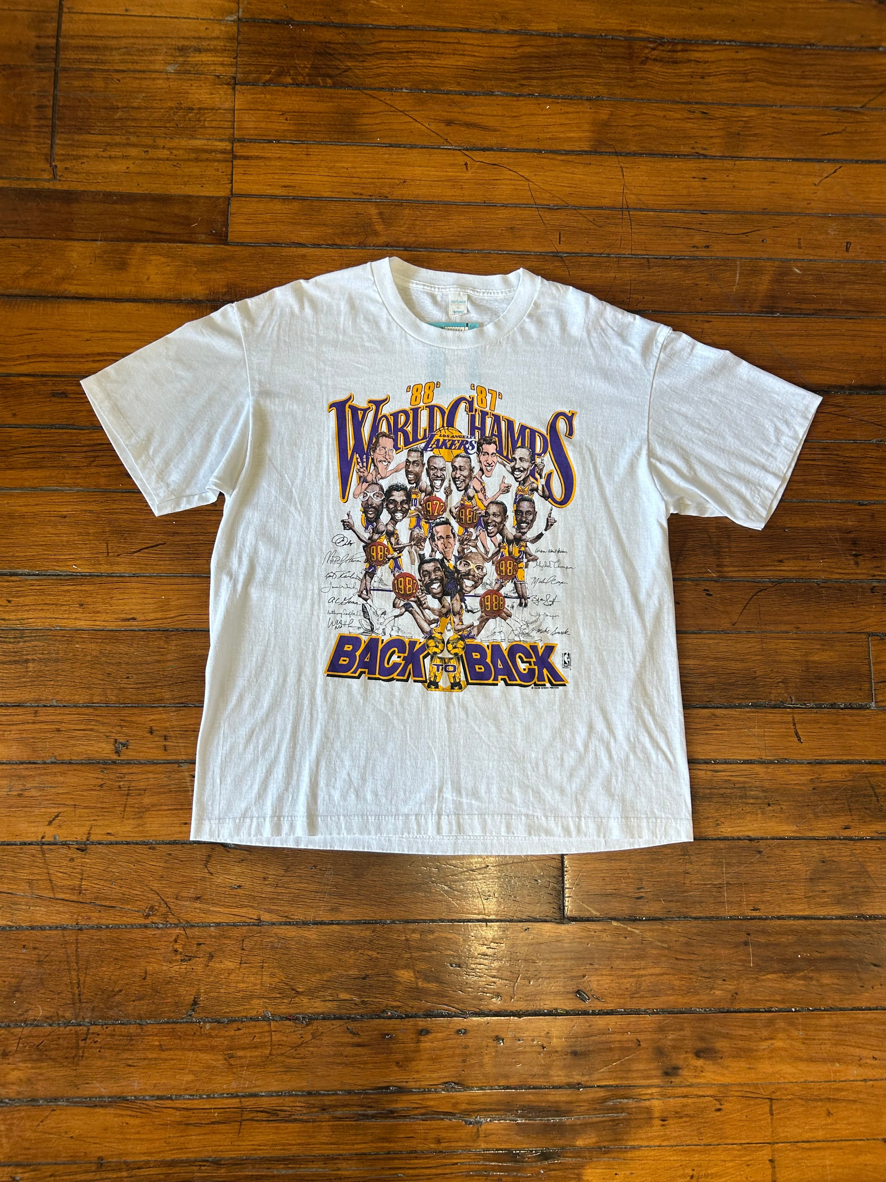 Los Angeles Lakers 80s Back 2 Back Champs Vintage T-Shirt Adult