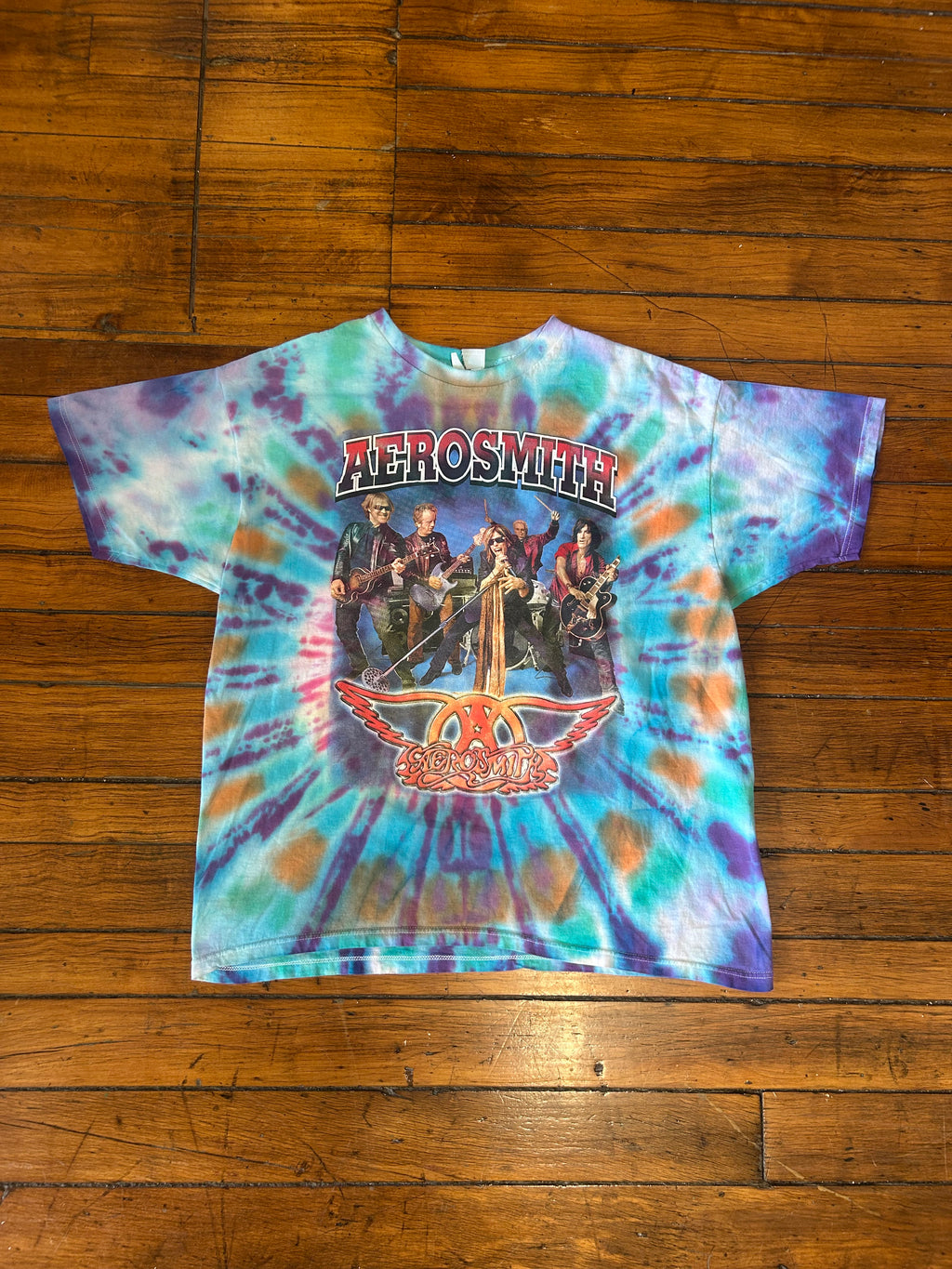 Aerosmith Vintage Tye Dye Just Push Play Tour T-Shirt 2001