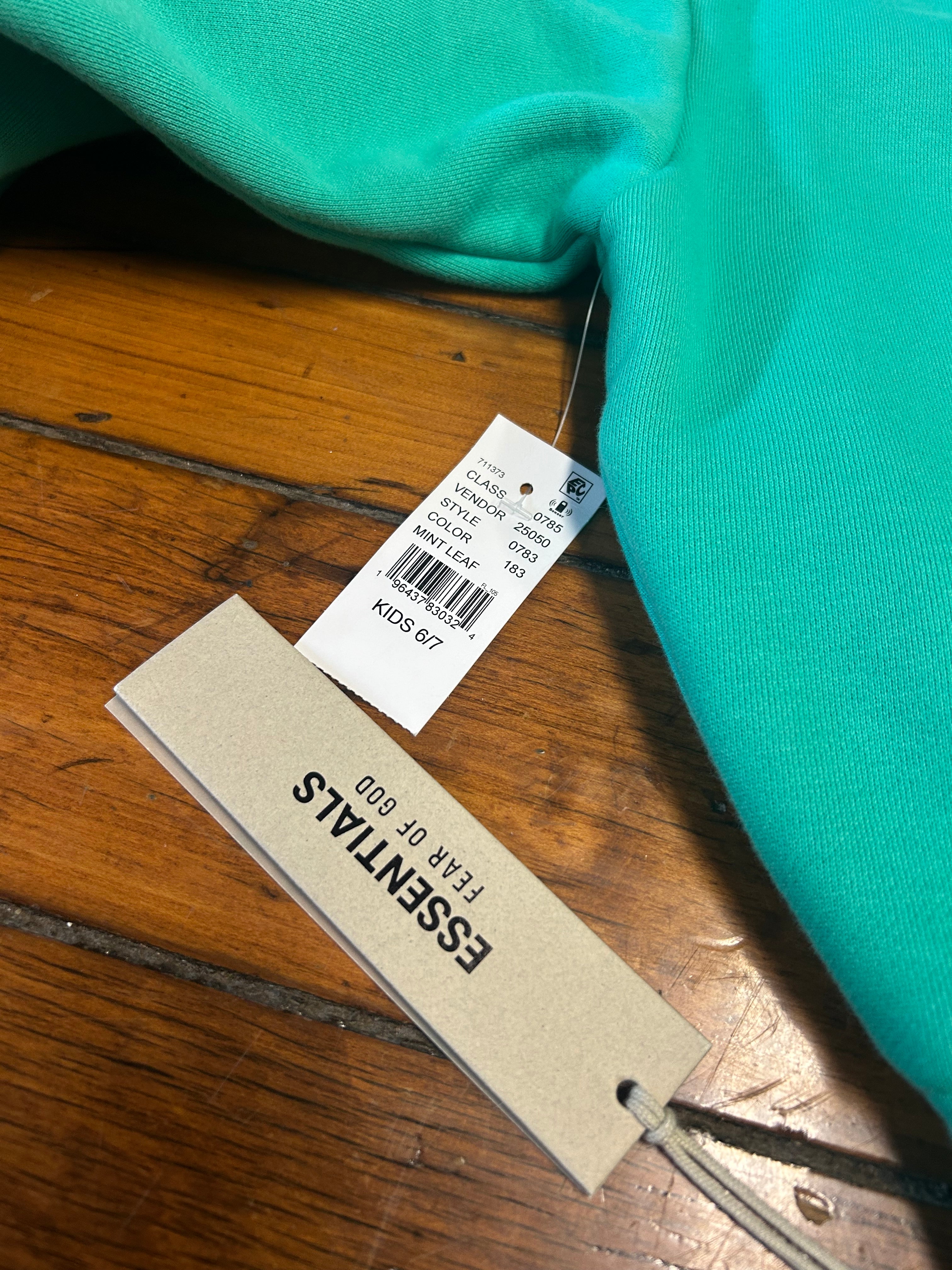 Essentials Fear Of God Youth Mint Green Pullover Hoodie