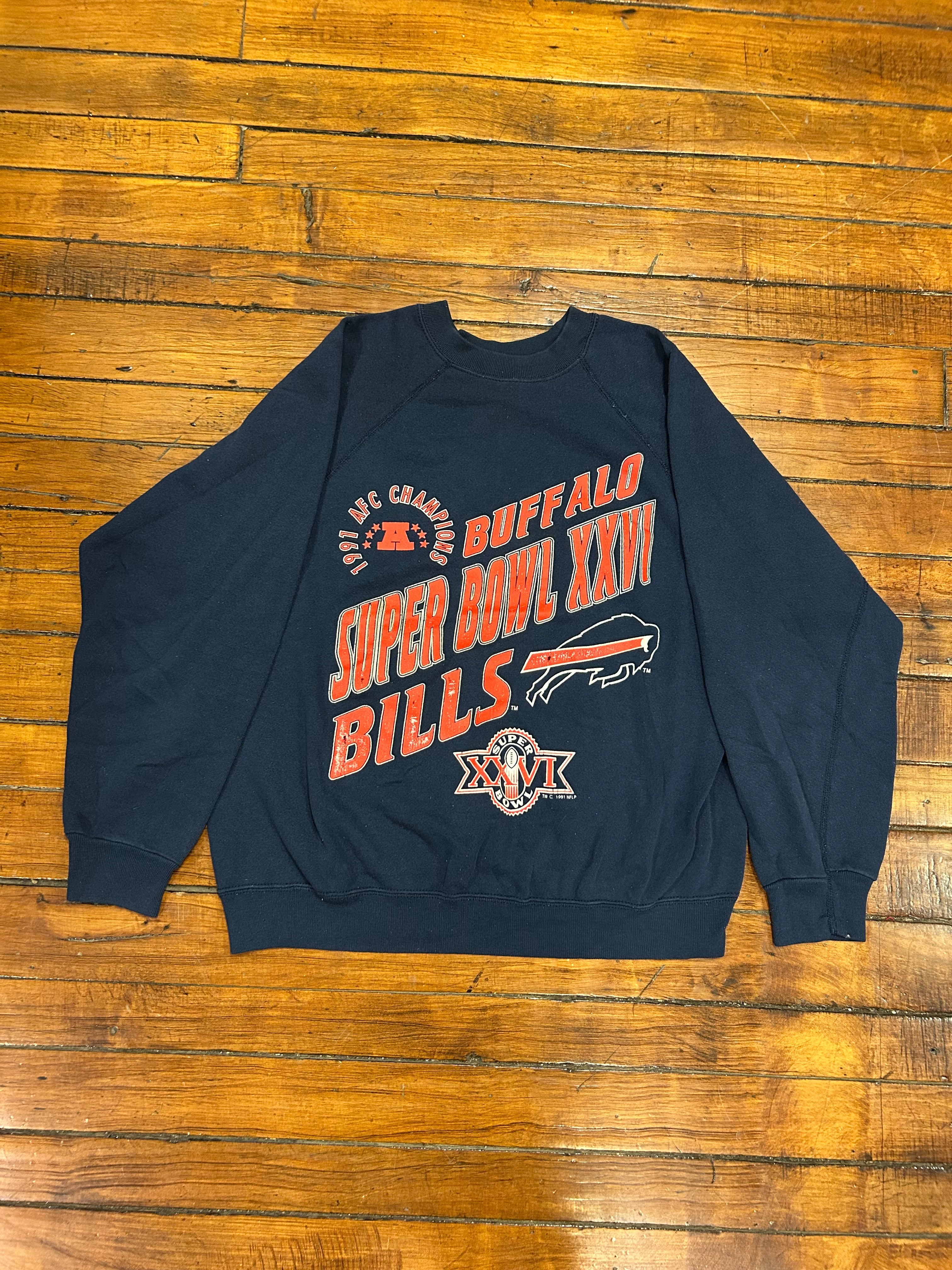 Buffalo Bills Super Bowl XXVI Vintage 90s Crewneck Tultex Adult