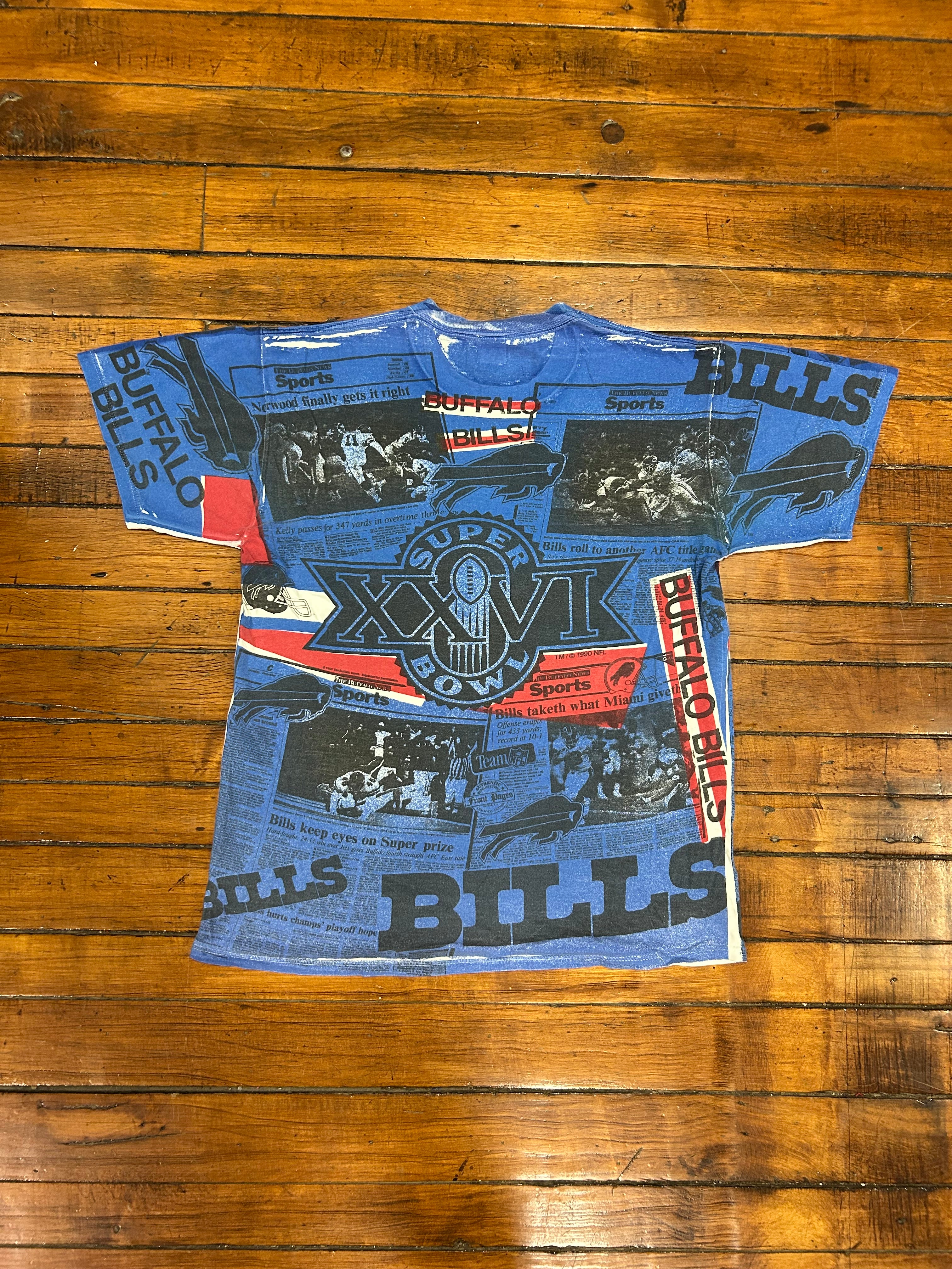 Buffalo Bills Football All Over Print 90s Vintage T-Shirt Jeerzes *RARE*