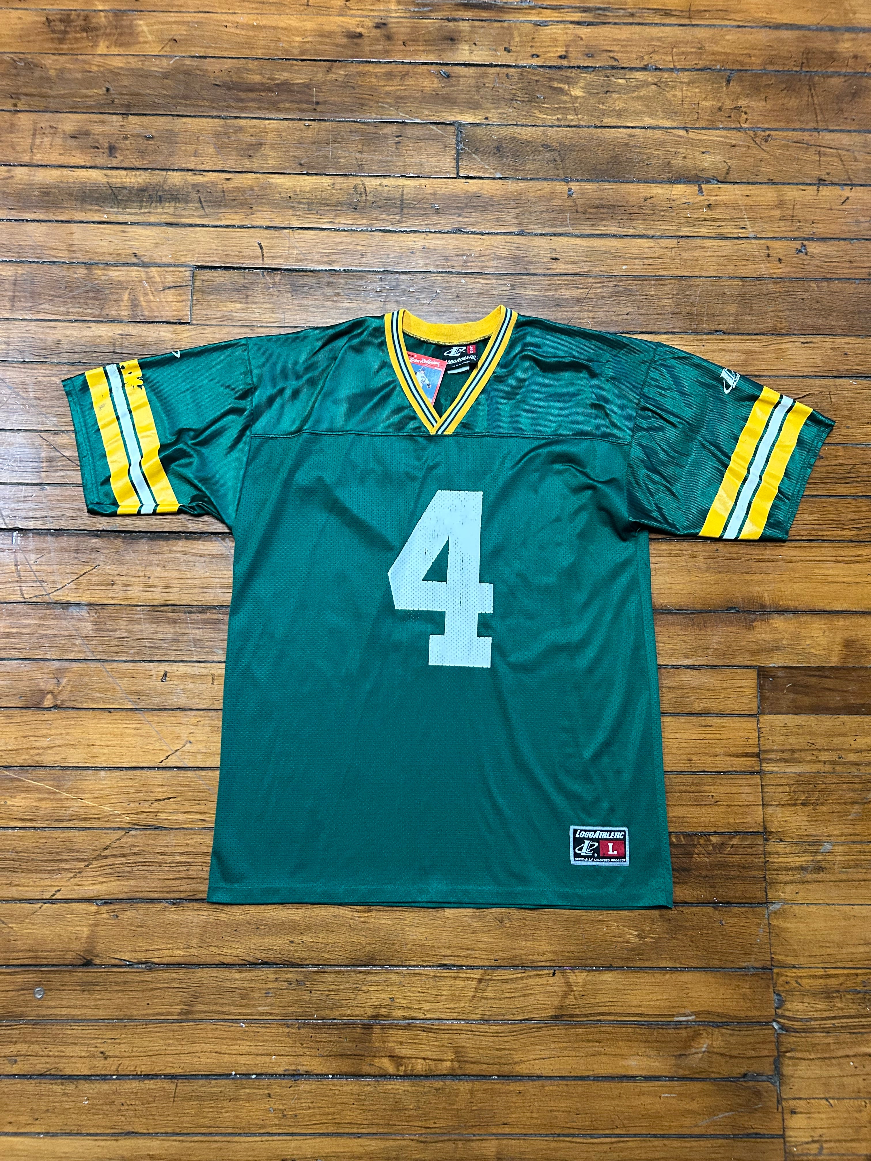 Green Bay Packers Brett Farve Logo Athletic Vintage Jersey