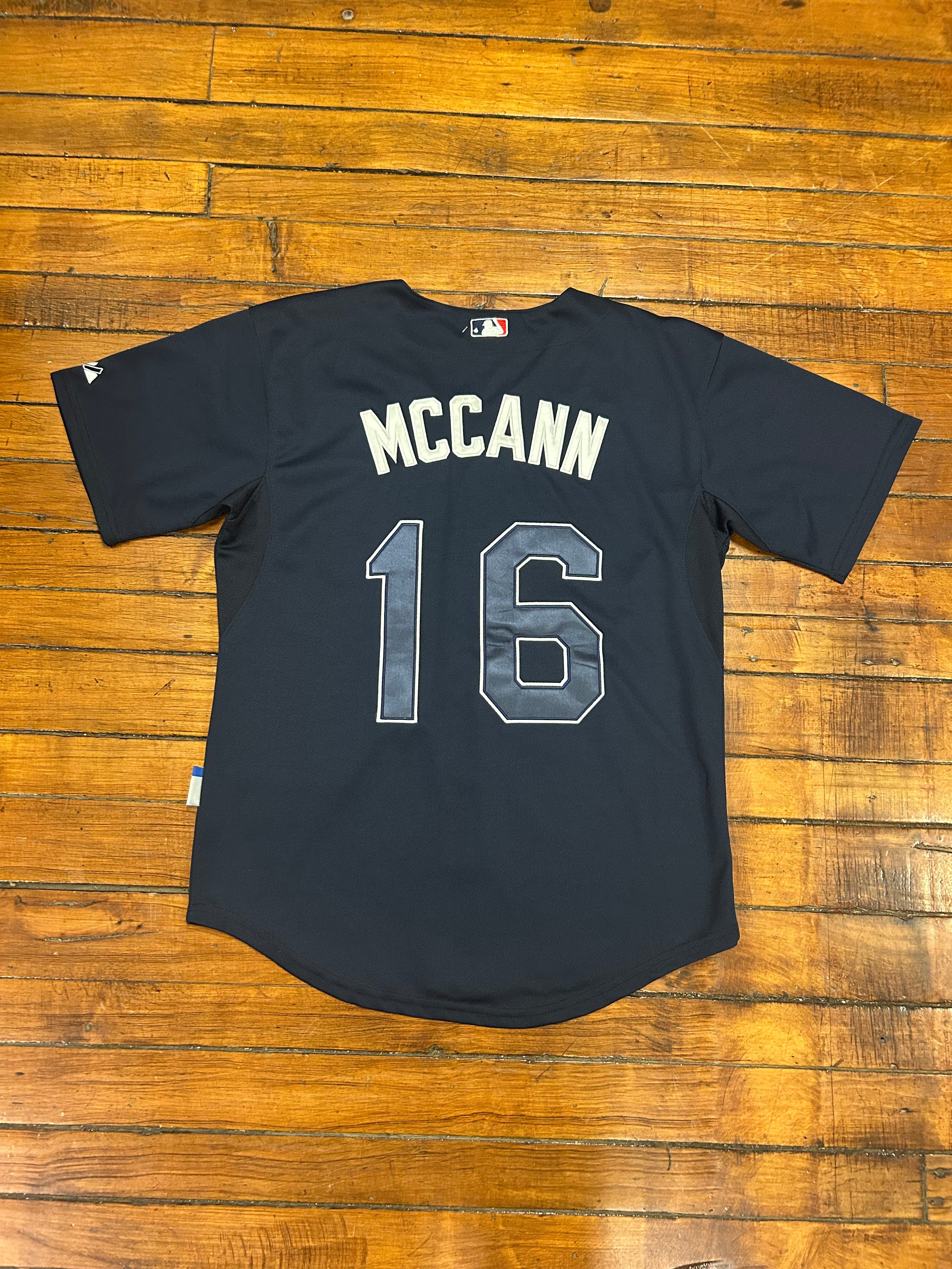 Atlanta Braves Brian McCann Navy MLB Jersey #16 Majestic