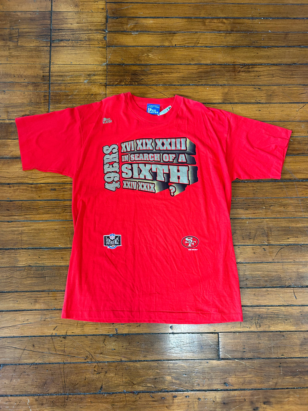 San Francisco 49ers “In Search of a Sixth” Super Bowl T-Shirt 90s