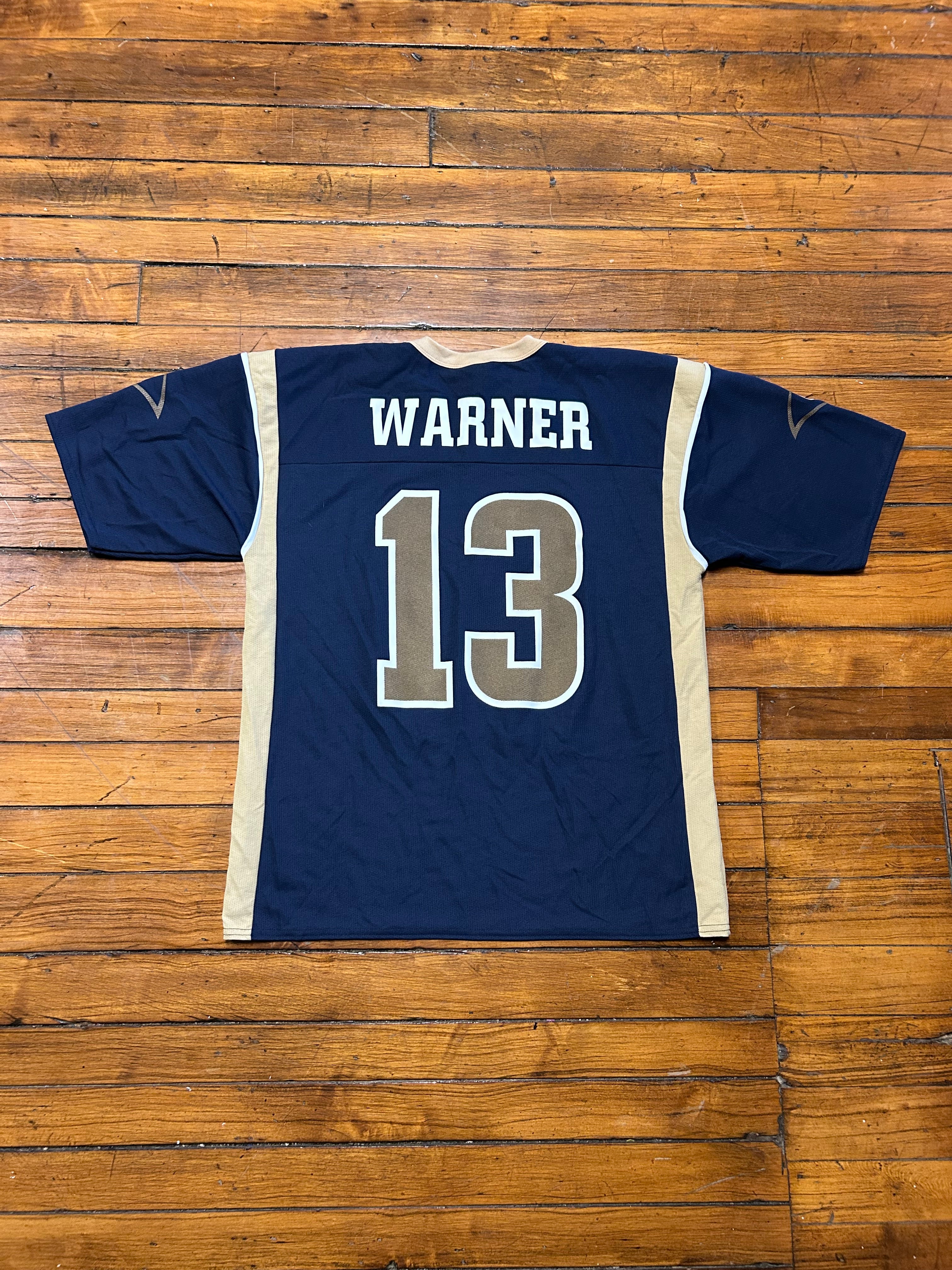St Louis Rams Kurt Warner #13 Logo Athletic Jersey