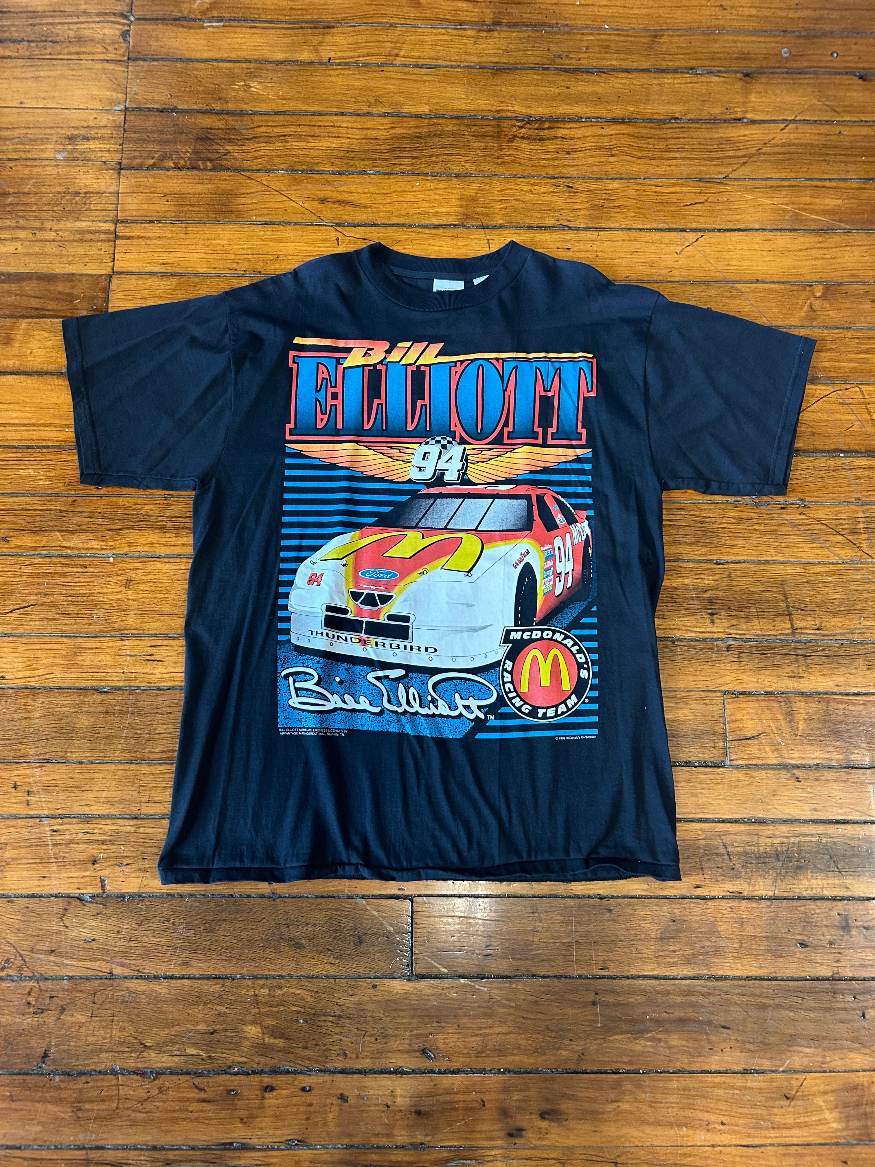Bill Elliott NASCAR McDonalds Racing Team Vintage T-Shirt Adult
