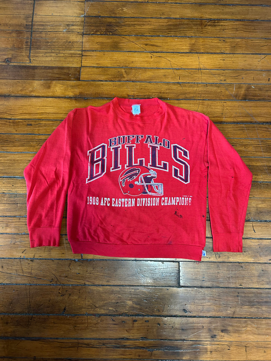 Buffalo Bills Football 1990 Vintage LOGO 7 Crewneck Adult