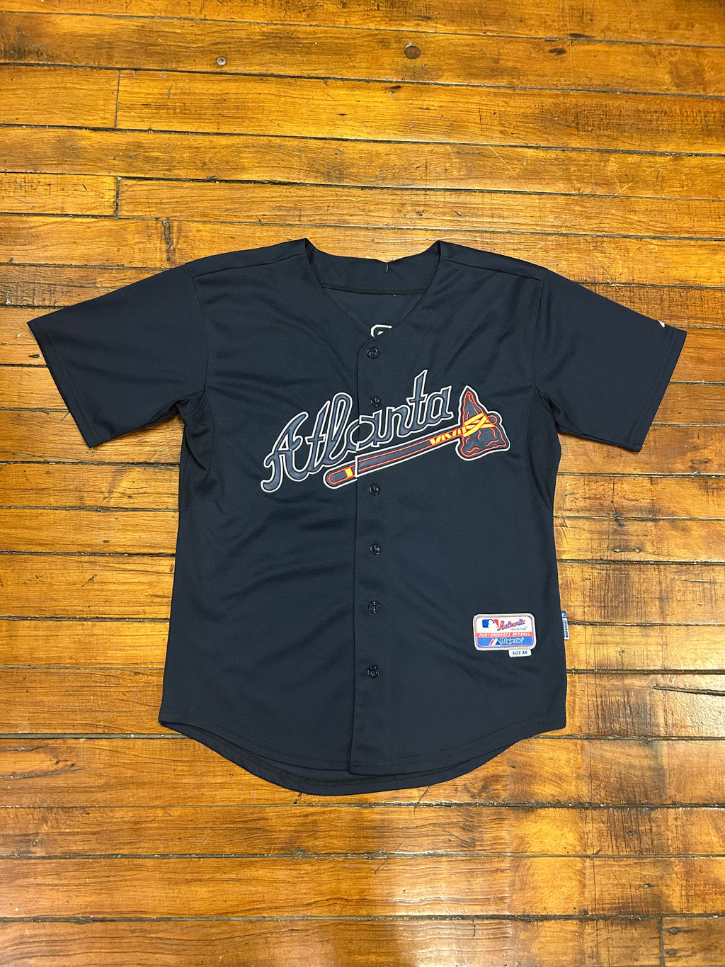 Atlanta Braves Brian McCann Navy MLB Jersey #16 Majestic