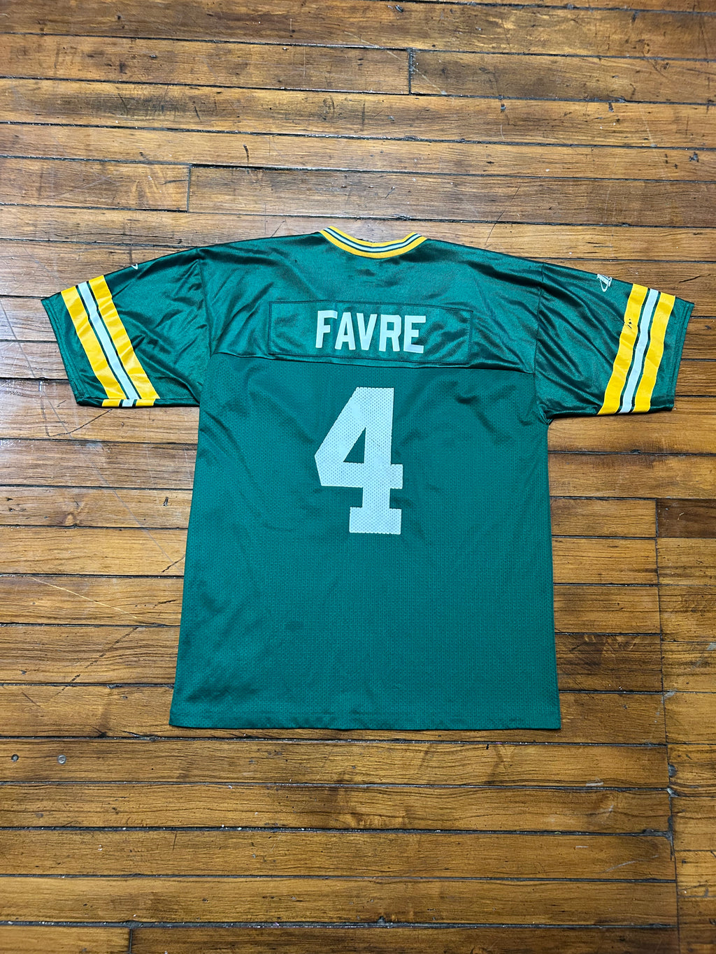 Green Bay Packers Brett Farve Logo Athletic Vintage Jersey