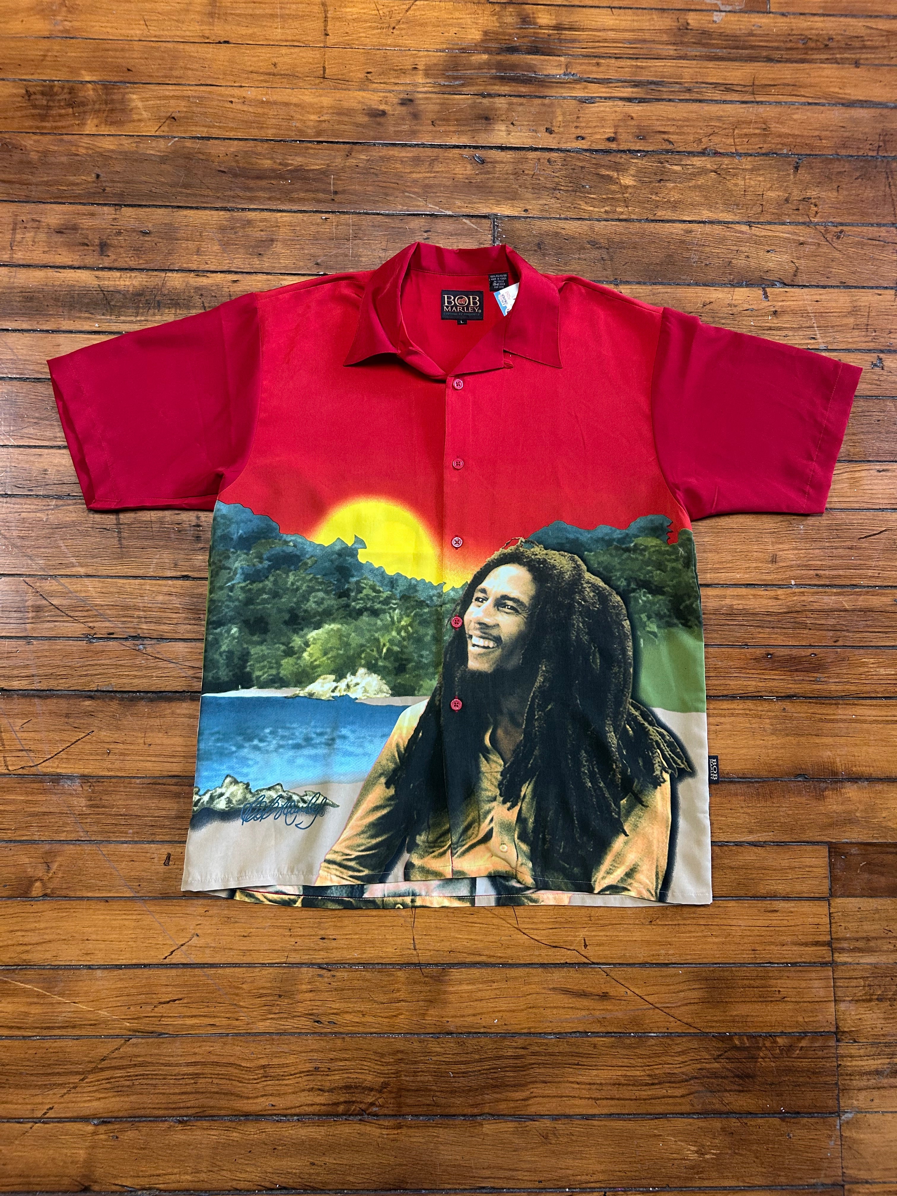 Bob Marley “One Love” Button Up Polo Shirt