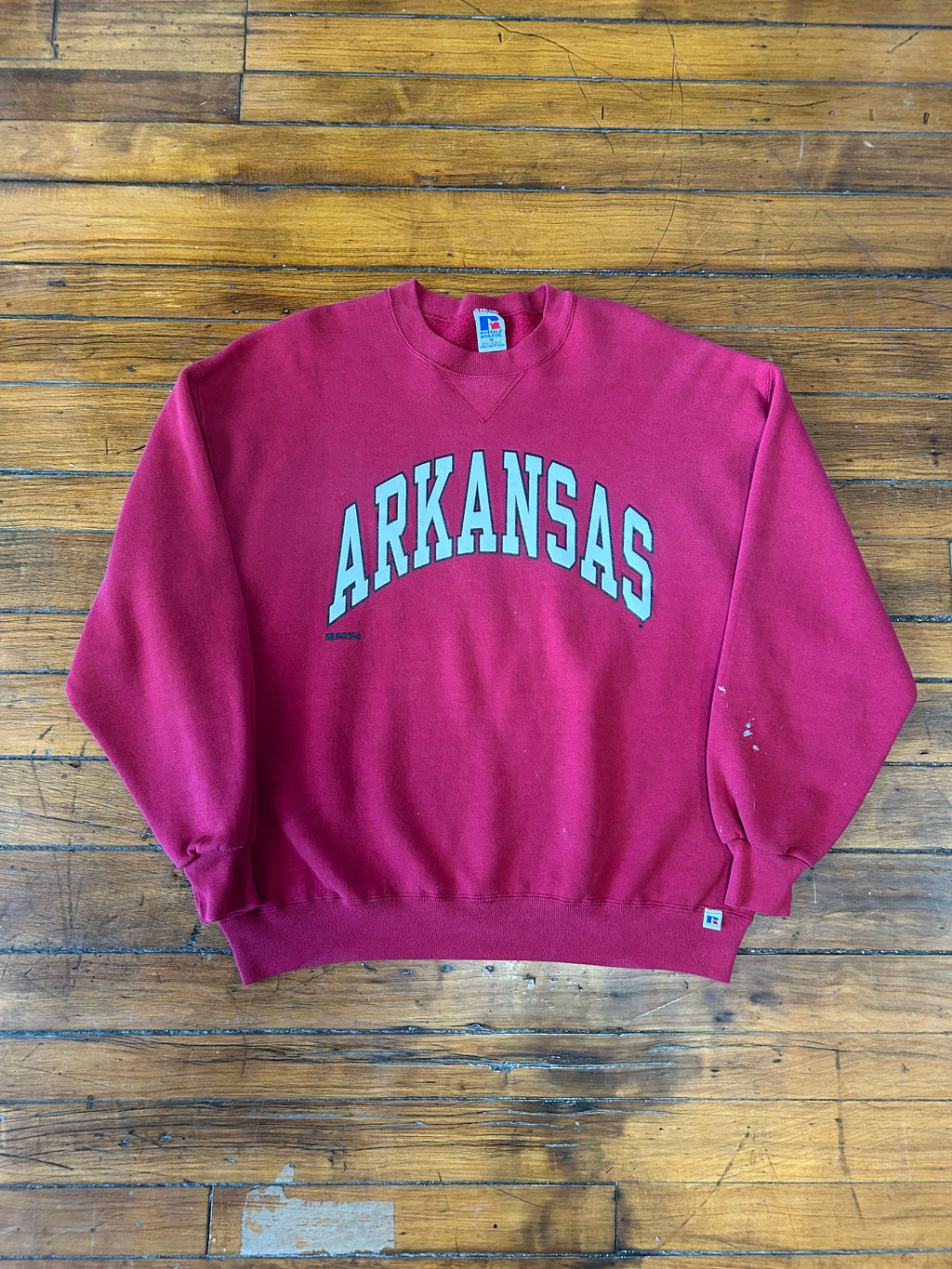 Vintage Arkansas University Razorbacks College Sweater Russell Athletic Adult