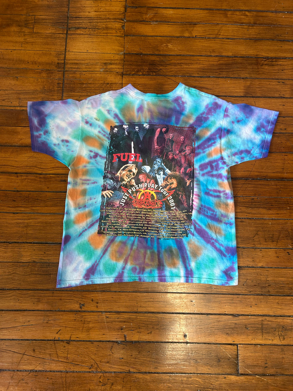 Aerosmith Vintage Tye Dye Just Push Play Tour T-Shirt 2001